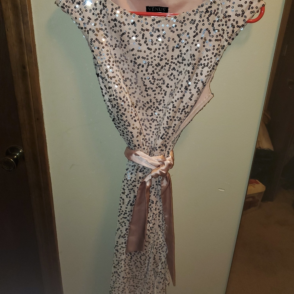 Sweet pink sequined dress